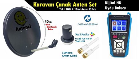 Antenci 40cm Karavan Çanak Anten Seti +Dijital HD Şarjlı Uydu Bulucu