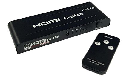 FULLY 3 Port 3x1 HDMI Switch Kumandalı Adaptörlü