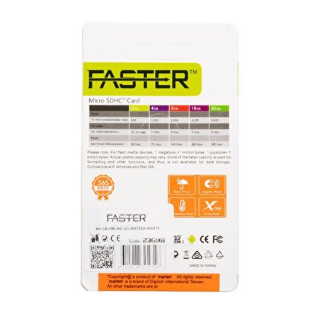 Faster 64Gb Micro SD Hafıza Kartı