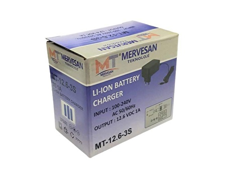 Mervesan 12.6Volt 3S 1Amper Li-ion Batarya Şarj Cihazı