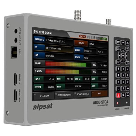 ALPSAT AS07STCA-4K DVB S-S2/T-T2/C/J.83B /ISDB-T COMBO Sinyal Analizörü