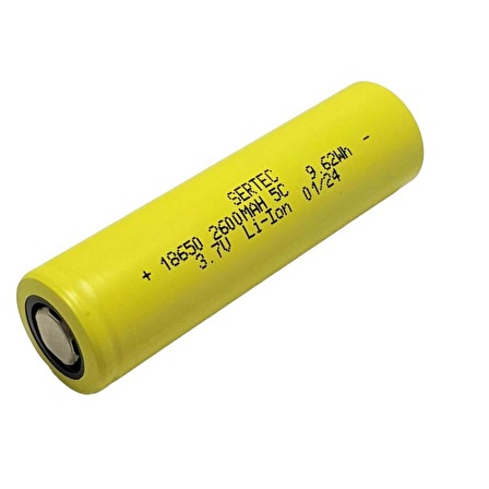 SERTEC 18650 3.7V 2600mAh 5C Li-ion Şarjlı Pil Başlıksız Sarı - 1Adet