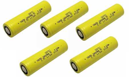 SERTEC 18650 3.7V 2600mAh 5C Li-ion Şarjlı Pil Başlıksız Sarı - 5Adet