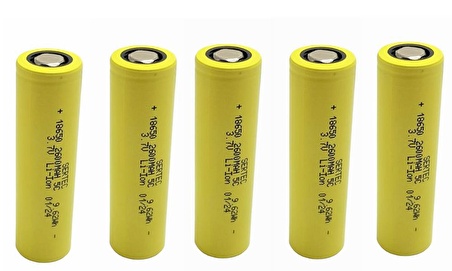 SERTEC 18650 3.7V 2600mAh 5C Li-ion Şarjlı Pil Başlıksız Sarı - 5Adet