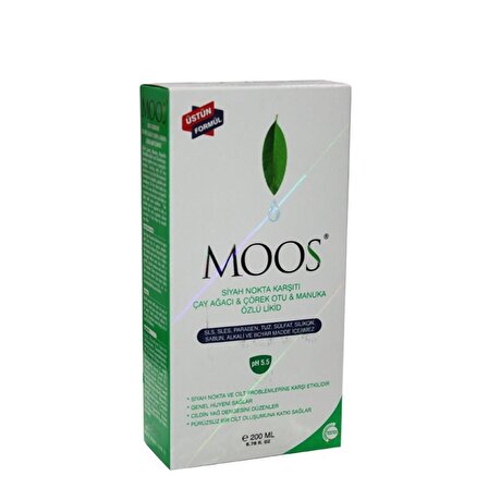 MOOS Siyah Nokta Karşıtı Çay Ağacı & Çörek Otu & Manuka Özlü Likid 200 ml