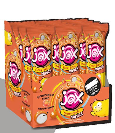 JOX MINIES ŞEFTALİ; Şeftali Aromalı Çiğnenebilir Draje Şekerleme (10 gr x 24 adet)