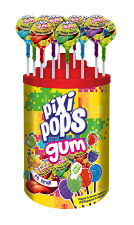 PIXI POPS; Meyve Aromalı Dil Boyayan Top Lolipop 16 gr x 100 adet/1 kutu.