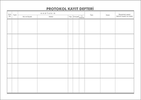 Protokol Hasta Kayıt Defteri 400 Yaprak 23x32 cm (800 Sayfa)