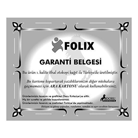 Folix Adisyon Fiş 9 x 16,5 Cm - Büyük - 12 Adet
