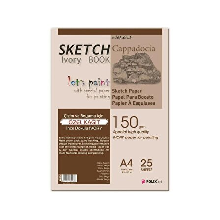 Folix Sketchbook Cappadocia A4 Tutkallı 150 Gr. İvory 25 Yaprak Eskiz Defteri