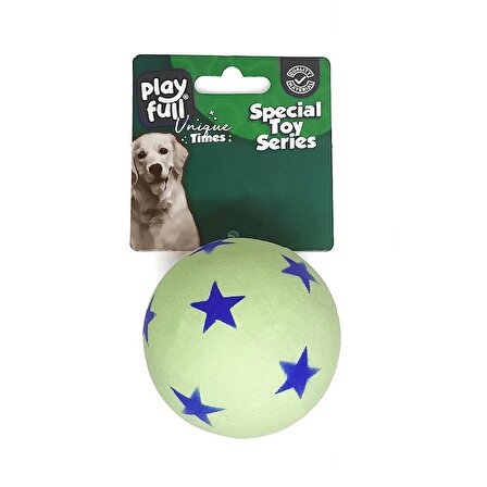 Playfull Zıplayan Köpek Oyun Topu 6,3 Cm Yeşil Yıldız Desenli
