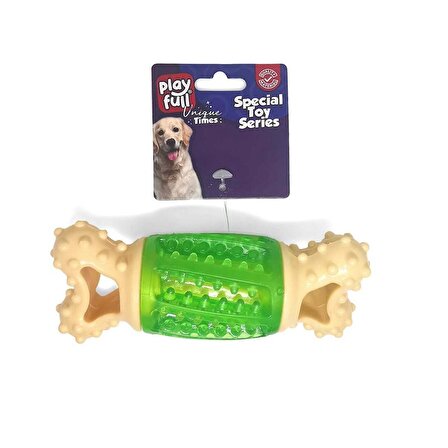 Playfull Sağlam Plastik Sesli Dental Köpek Oyuncağı 13x4cm Yeşil