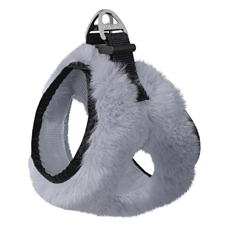 Üç Kilitli Peluş Kedi Köpek Göğüs Tasması 28-34 cm X-Small Gri