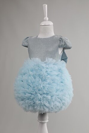 Tütü Pırıltılı Bebek Elbisesi Mavi
