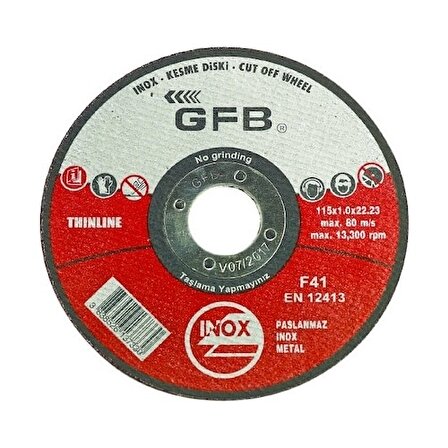 Gfb Metal Kesici Taş 115X1.0X22.23 Inox Kesme Taşı-10 Adet
