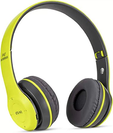 P47 Yeşil Katlanalabilir 2.4+Edr Kablosuz Bluetooth Kulaklık
