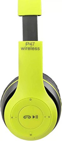 P47 Yeşil Katlanalabilir 2.4+Edr Kablosuz Bluetooth Kulaklık