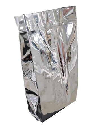 Gümüş Metalize Yan Körüklü Torba 9x20+3 Cm 100 Gr 100 Adet