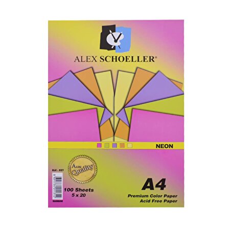 Alex A4 Neon Renkli Fotokopi Kağıdı 100’lü