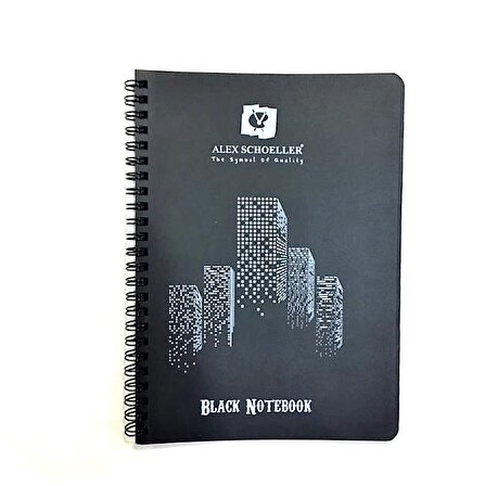 Alex Schoeller Black Notebook Siyah Defter Spiralli 120g 60 Yaprak A5