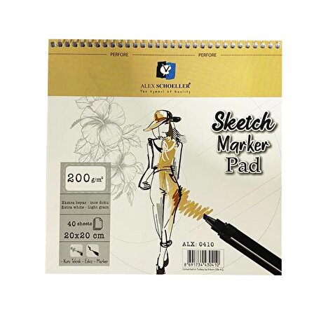 Alex Schoeller 20 x 20 200 Gr. 40 Yp. Sketch-Marker Pad  ALX-0410