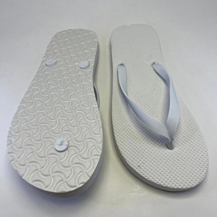 2 Adet Parmak Arası Beyaz Kadın Terlik Eva Taban 14 mm Flip Flop 39 Numara