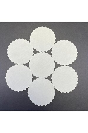 500 Adet Tek Kullanımlık Beyaz Desenli Kağıt Bardak Altlığı 80 mm