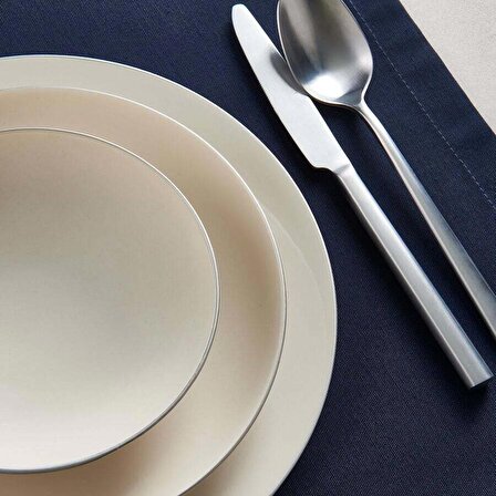 Fecra Bone Premium Aren Gümüş 16 Parça 4 Kişilik Yemek Takımı