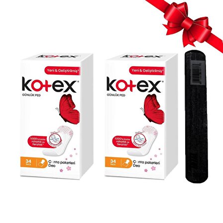 Kotex Ince Günlük Ped 34lü Parfümlü X2 Adet + Trim CB-02DR Siyah Profesyonel Siyah Törpü Hediyeli