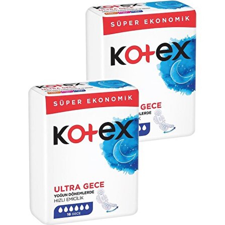 Kotex Ultra Gece 4'Lü Süper Eko 16'Lı X 2 Adet