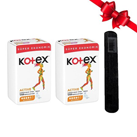 Kotex Active Normal Ped 22li X2 Adet + Siyah Profesyonel Siyah Törpü Hediyeli