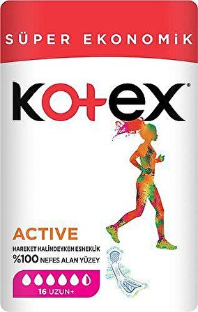 Kotex Active Quadro Uzun Ped 16'lı