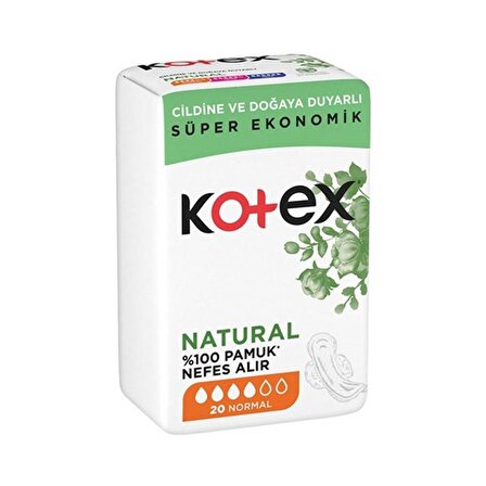Kotex Natural Quadro Normal Ped 20'li