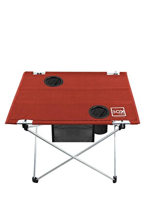 Küçük Boy Katlanabilir Kumaş Kamp Ve Piknik Masası, Kırmızı, 2 Bardak Gözlü, 57x43x38 Cm