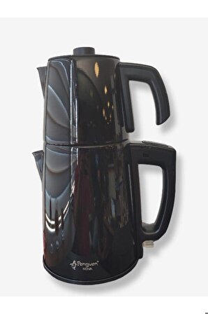 Nova Çay Keyfi Parlak Siyah Çay Makinesi Su Isıtıcı 1850R