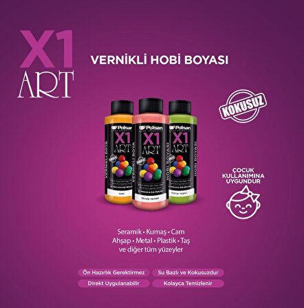 Polisan X1 Art Vernikli Hobi/Sanat Boyası 0023 Bordo