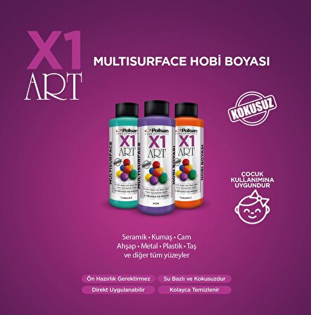 Polisan X1 Art Multisurface Hobi/Sanat Boyası 0048 Lavanta