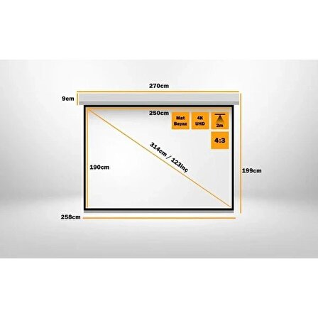 LiteOut LO250M 250x190 cm Motorlu Beyaz Standart Projeksiyon Perdesi (Kumanda Dahil)