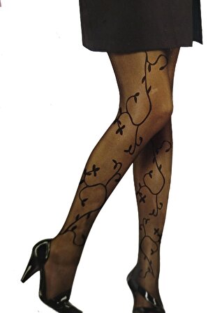 Bali Bayan Desenli Külotlu Çorap Fulya Siyah 3