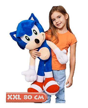 XXL Orijinal Kumaş Sonic Boom Hedgehog Kirpi Sonic Peluş Oyuncak Uyku & Oyun Arkadaşı Dev Boy 80 cm.