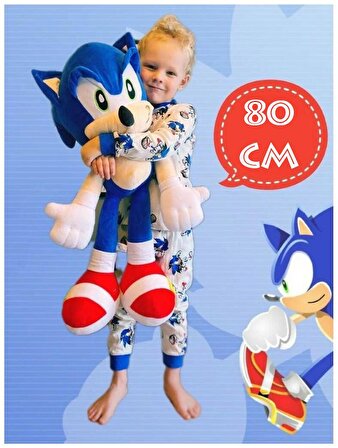 XXL Orijinal Kumaş Sonic Boom Hedgehog Kirpi Sonic Peluş Oyuncak Uyku & Oyun Arkadaşı Dev Boy 80 cm.