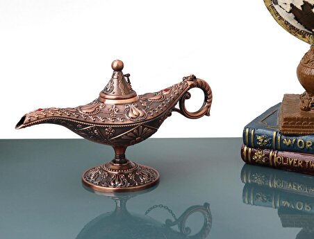 Lüks Motif İşlemeli Alaaddin’in Sihirli Lambası Tütsülük Buhurdanlık Biblo Hediyelik Dekoratif Ürün