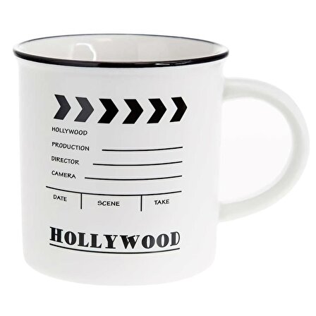Hollywood Klaket Yönetmen Rejisör Sinema Kahve Kupası Fincan Mug Teflon Uygulama Gerçek Seramik
