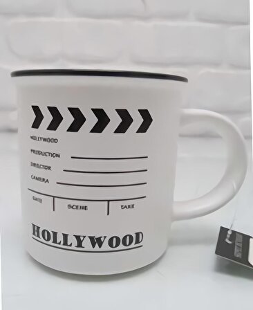 Hollywood Klaket Yönetmen Rejisör Sinema Kahve Kupası Fincan Mug Teflon Uygulama Gerçek Seramik