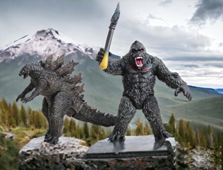 Godzilla vs. Kong Giant Godzilla & King Kong 2li Aksiyon Karakter Figür Oyuncak Seti Ejderha & Goril