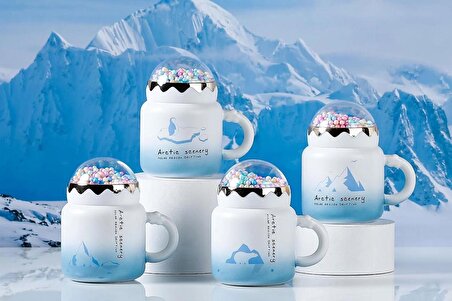 Buzullar Tasarımlı Seramik Kapaklı Sıcak Tutan Kupa Bardak Fincan Mug Mini Motivasyon Termos 400 ml.