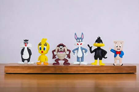 Sevimli Kahramanlar 6lı Oyuncak Seti Bugs Bunny Tazmanya Canavarı Tweety Sylvester D. Duck Porky Pig
