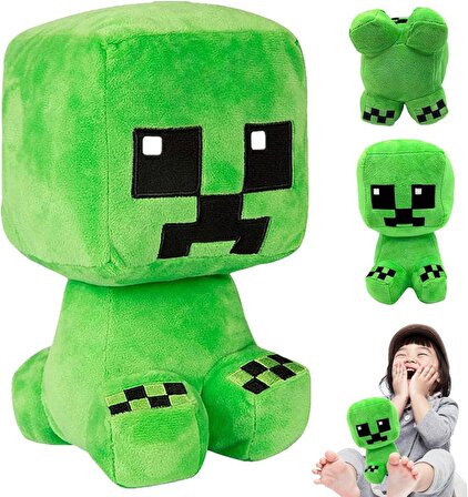 İthal Kumaş Minecraft Green Creeper Karakter Figür Peluş Oyuncak Uyku & Oyun Arkadaşı 22 cm.