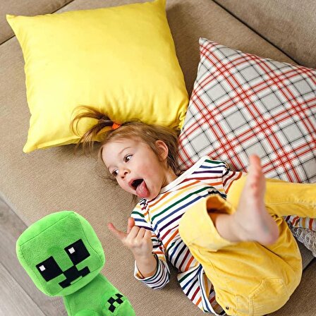 İthal Kumaş Minecraft Green Creeper Karakter Figür Peluş Oyuncak Uyku & Oyun Arkadaşı 22 cm.