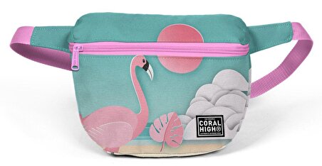 Coral High Yeşil Flamingo Çocuk Günlük Bel Çantası - Kız Çocuk